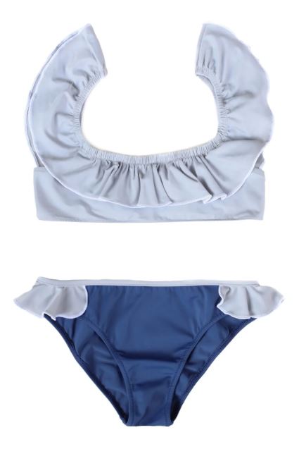 A Blue Bikinis from Folpetto in size 5T for girl. (Front View)