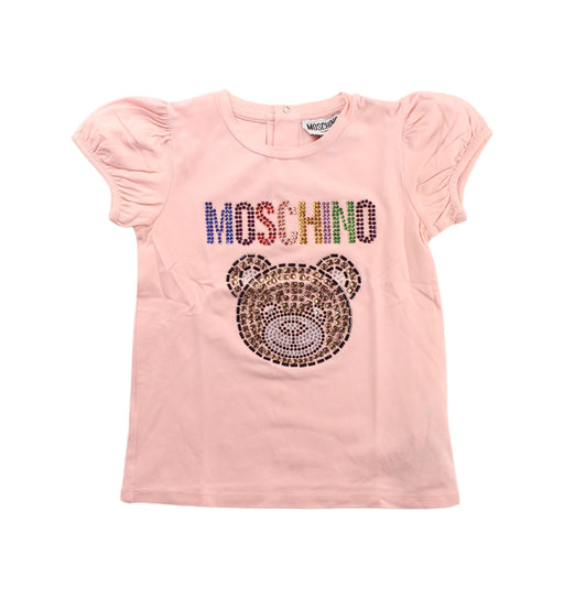 A Pink Short Sleeve Tops from Moschino in size 3T for girl. (Front View)