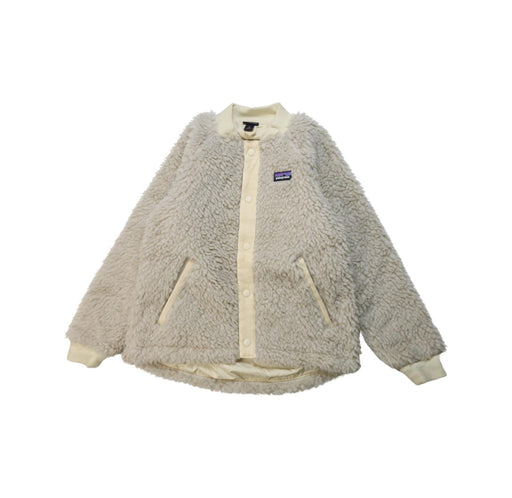A Ivory Puffer/Quilted Jackets from Patagonia in size 7Y for girl. (Front View)