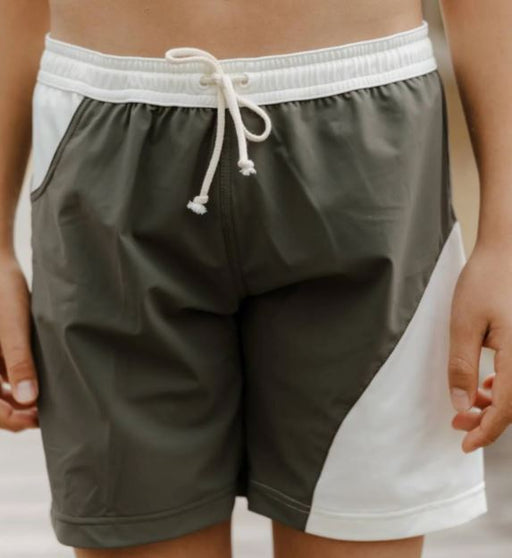 A Green Swim Shorts from Folpetto in size 7Y for boy. (Front View)