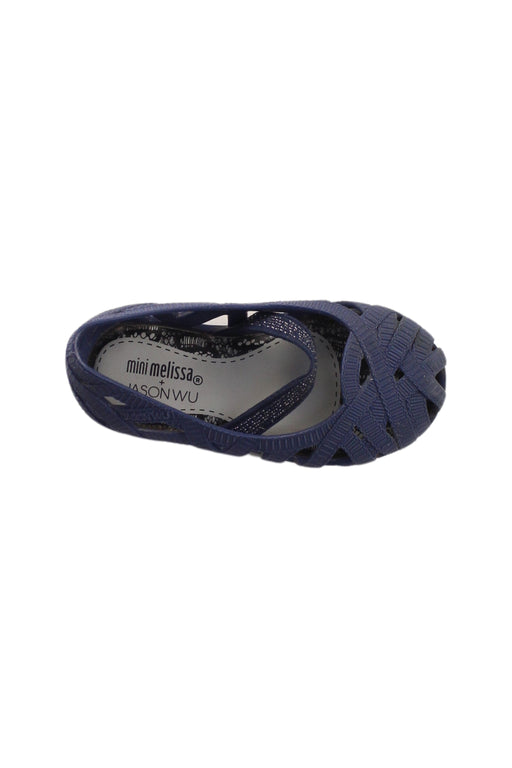 A Blue Flats from Mini Melissa Jason Wu in size 12-18M for girl. (Front View)