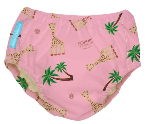 A Pink Swim Diapers from Charlie Banana in size O/S for girl. (Front View)