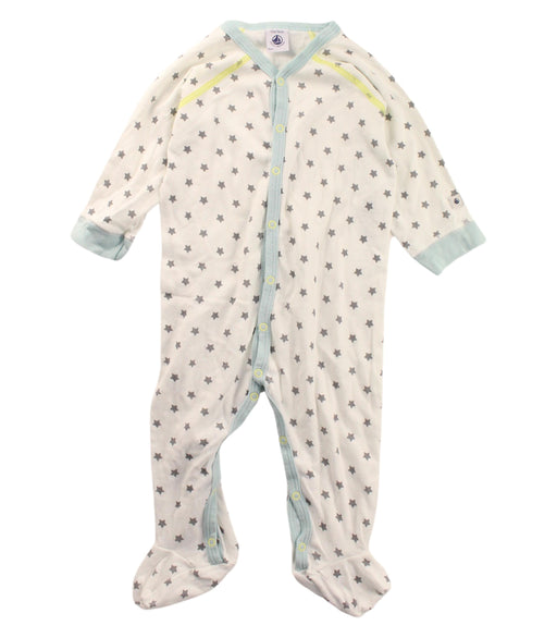 A White Onesies from Petit Bateau in size 6-12M for neutral. (Front View)