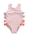 A White Swimsuits from Seed in size 3-6M for girl. (Front View)