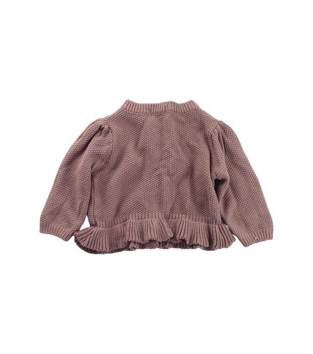 A Taupe Cardigans from Susu & Cra in size 12-18M for girl. (Back View)
