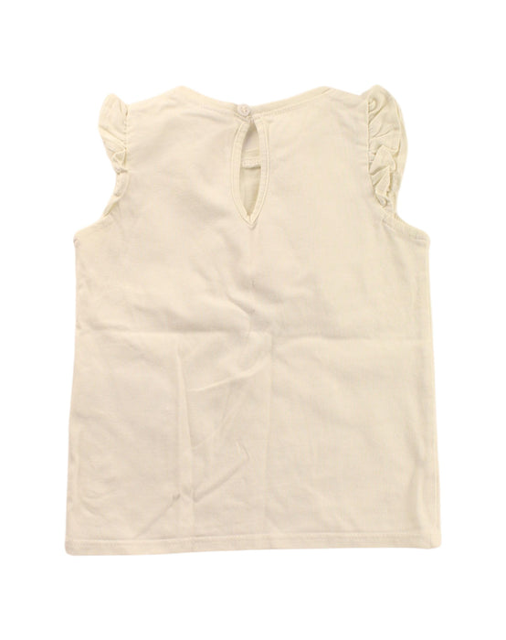 A White Sleeveless Tops from Bonton in size 2T for girl. (Back View)