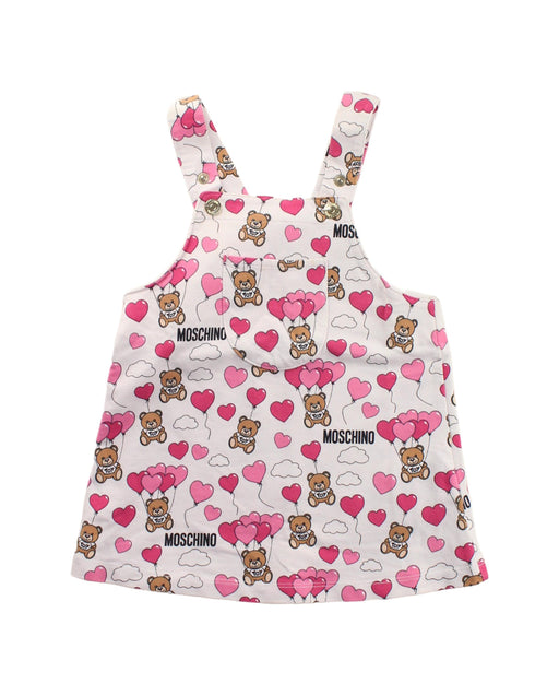A Pink Overall Dresses from Moschino in size 12-18M for girl. (Front View)