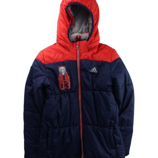 A Blue Puffer/Quilted Jackets from Adidas in size 9Y for boy. (Front View)