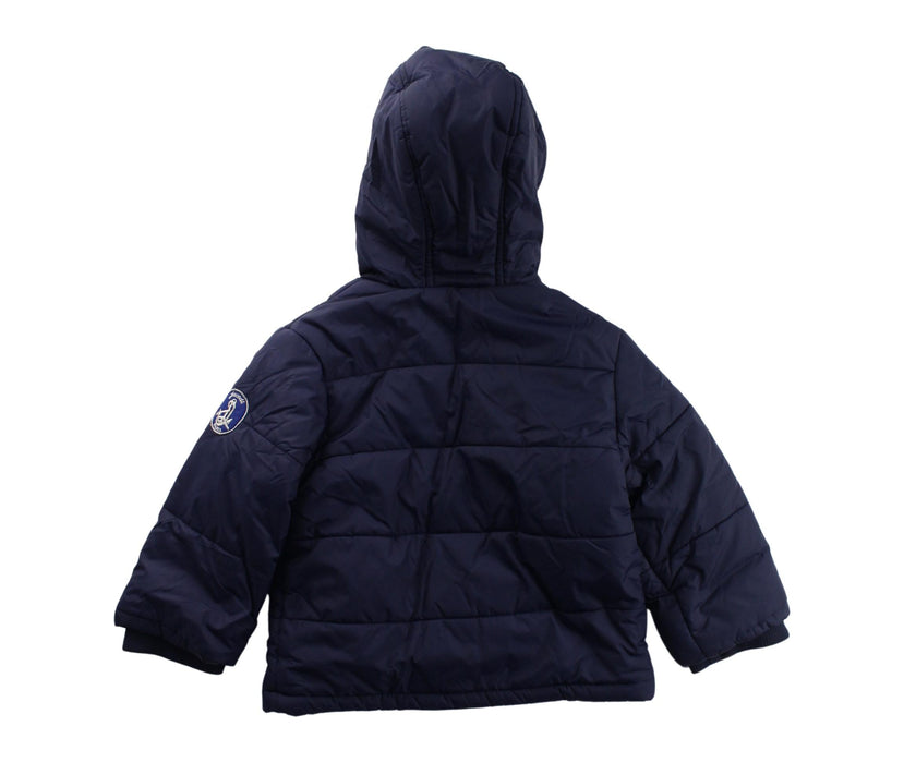 A Navy Puffer/Quilted Jackets from Jacadi in size 18-24M for neutral. (Back View)