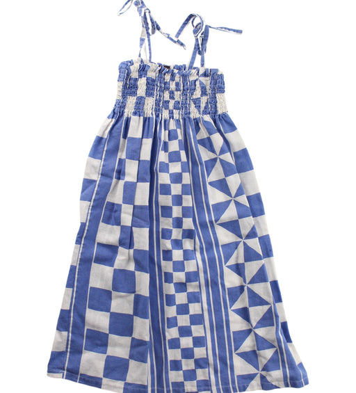 A Blue Sleeveless Dresses from Tea in size 4T for girl. (Front View)
