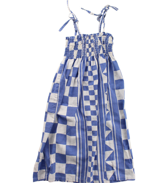 A Blue Sleeveless Dresses from Tea in size 4T for girl. (Back View)