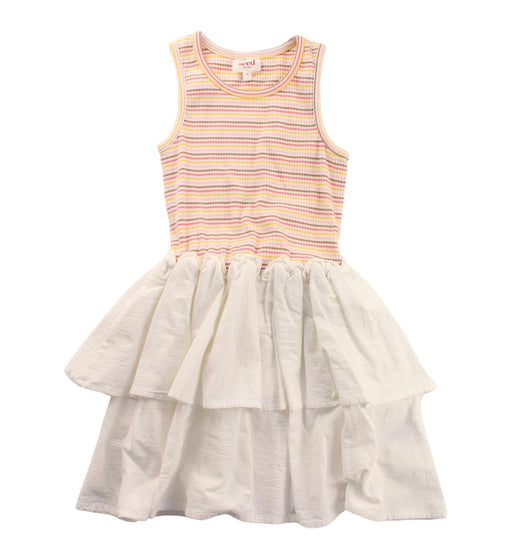 A White Sleeveless Dresses from Seed in size 6T for girl. (Front View)