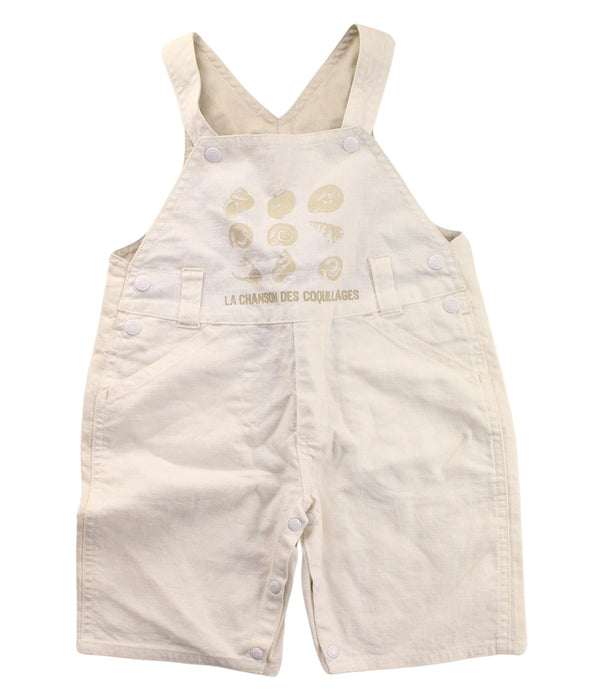A White Overall Shorts from DPAM in size 2T for boy. (Front View)