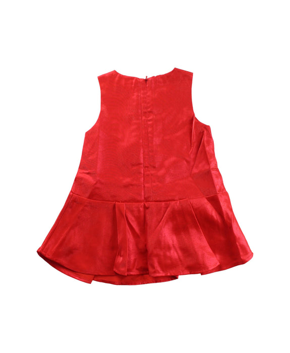 A Red Sleeveless Dresses from Momonittu in size 12-18M for girl. (Back View)