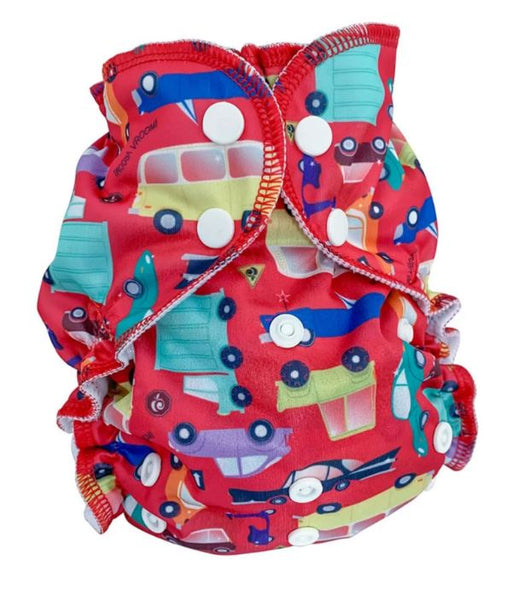 A Red Cloth Diapers from Apple Cheeks in size O/S for neutral. (Front View)