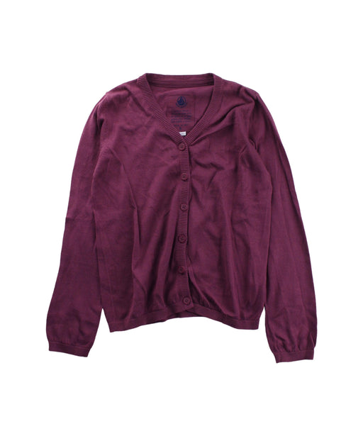 A Burgundy Cardigans from Petit Bateau in size 8Y for girl. (Front View)