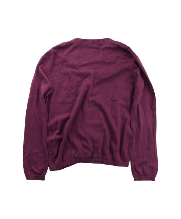 A Burgundy Cardigans from Petit Bateau in size 8Y for girl. (Back View)