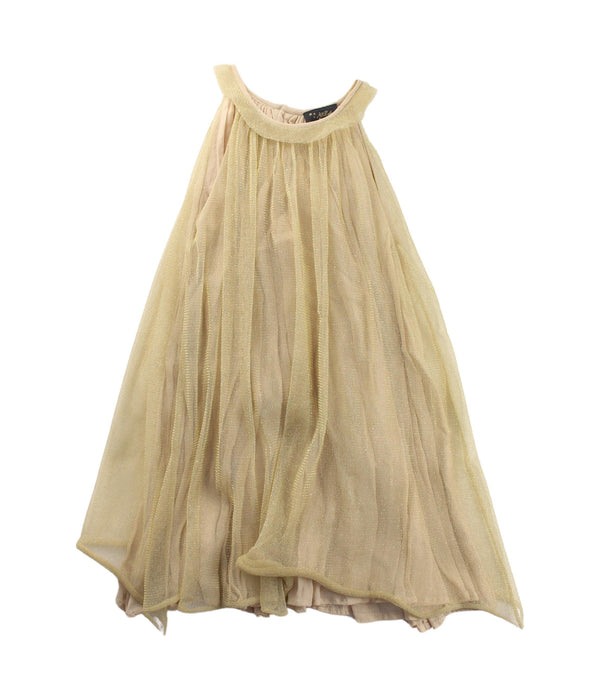 A Yellow Sleeveless Dresses from Velveteen in size 6T for girl. (Front View)