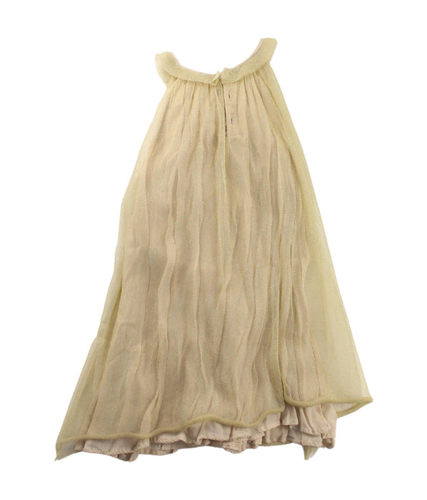 A Yellow Sleeveless Dresses from Velveteen in size 6T for girl. (Back View)
