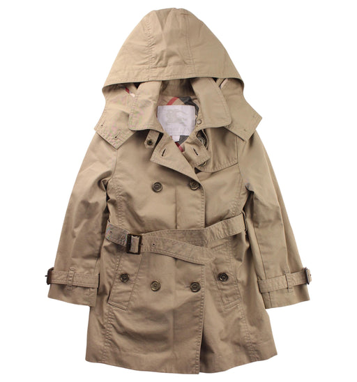 A Beige Coats from Burberry in size 4T for girl. (Front View)