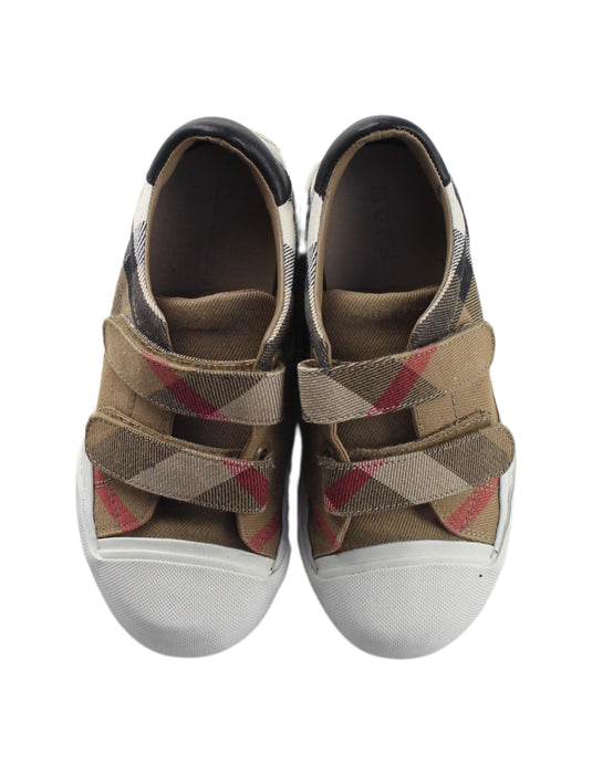 A Brown Sneakers from Burberry in size 5T for girl. (Back View)