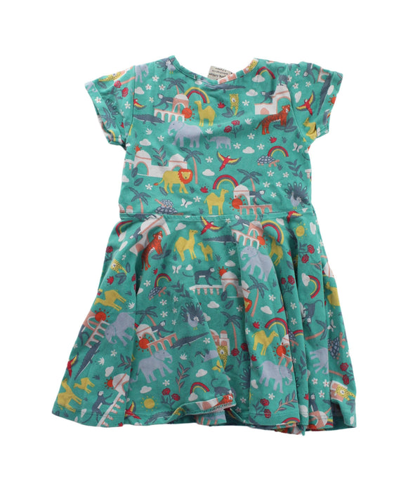 A Green Short Sleeve Dresses from Frugi in size 2T for girl. (Back View)