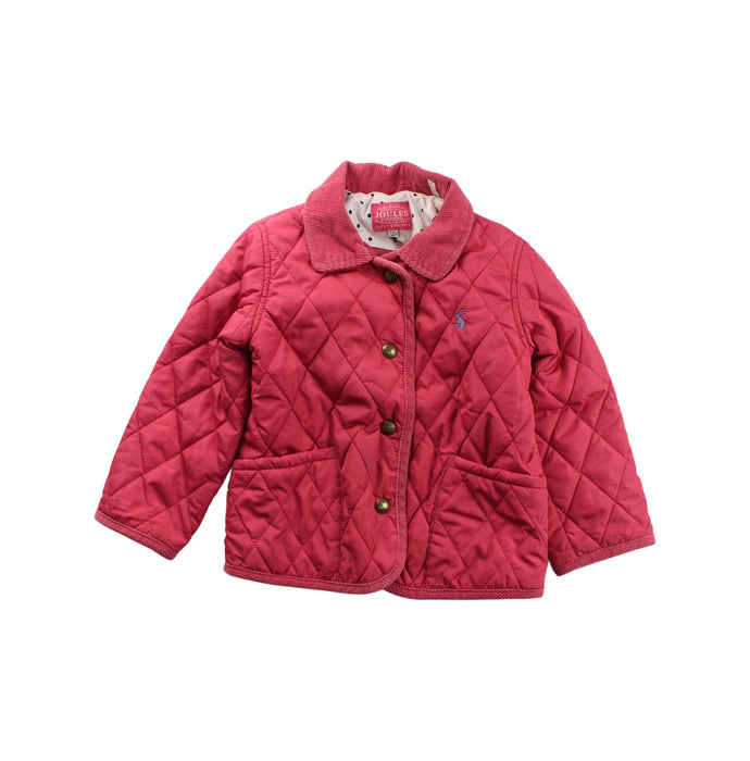 A Red Puffer/Quilted Jackets from Joules in size 2T for girl. (Front View)