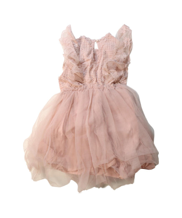 A Pink Sleeveless Dresses from Puella Flo in size 7Y for girl. (Back View)