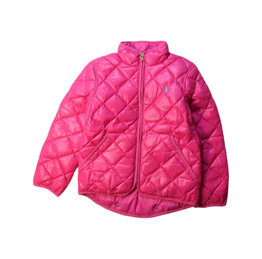 A Pink Puffer/Quilted Jackets from Ralph Lauren in size 4T for girl. (Front View)