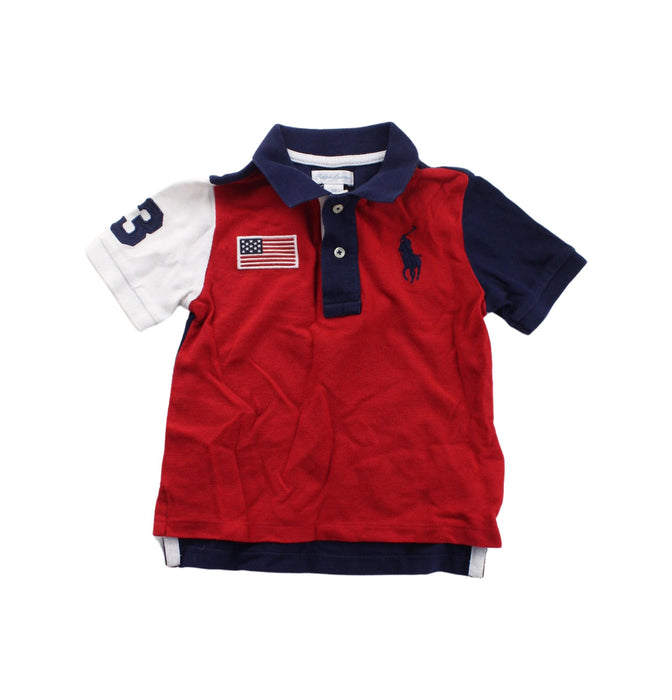 A Red Short Sleeve Polos from Ralph Lauren in size 12-18M for boy. (Front View)