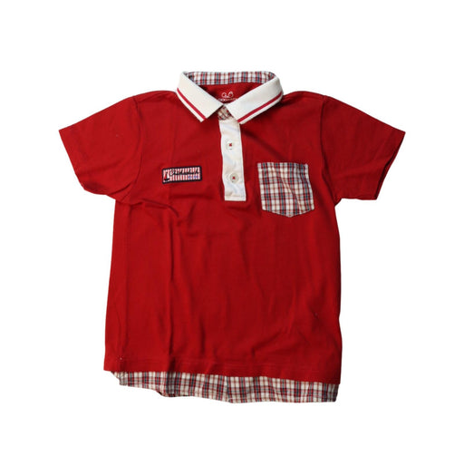 A Red Short Sleeve Polos from Chickeeduck in size 4T for boy. (Front View)