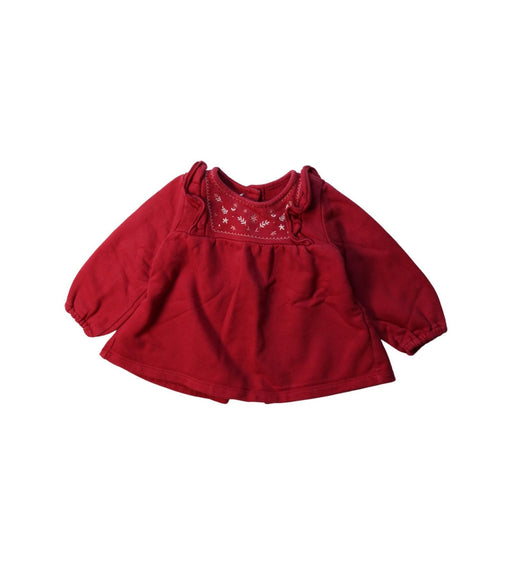 A Red Long Sleeve Tops from Organic Mom in size 12-18M for girl. (Front View)