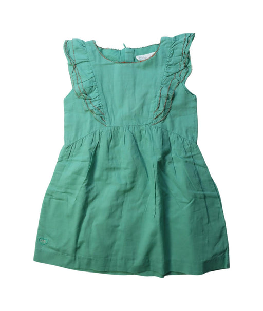 A Green Sleeveless Dresses from Chateau de Sable in size 3T for girl. (Front View)
