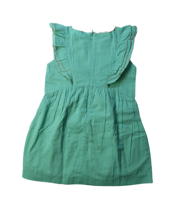 A Green Sleeveless Dresses from Chateau de Sable in size 3T for girl. (Back View)