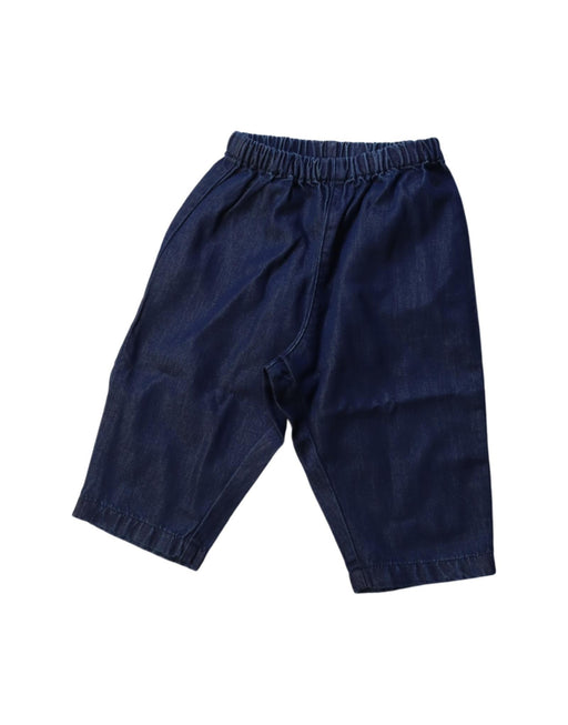 A Navy Casual Pants from Petit Bateau in size 6-12M for girl. (Front View)