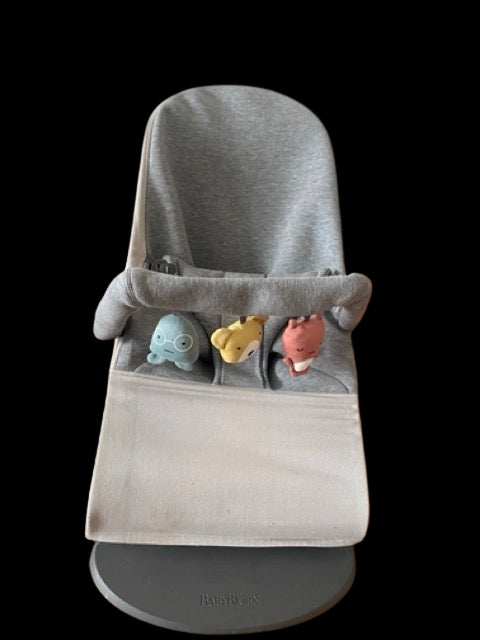 A Grey Bouncers from BabyBjorn in size 0-3M for neutral. (Front View)
