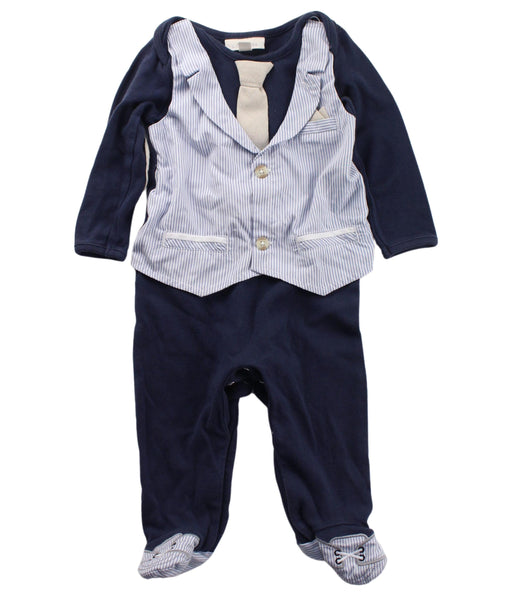 A Blue Long Sleeve Jumpsuits from Miniclasix in size 6-12M for boy. (Front View)