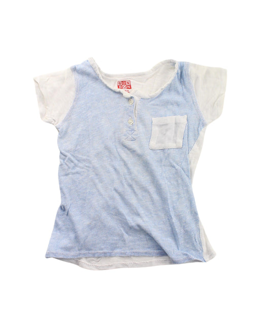 A Blue Short Sleeve Tops from Bonton in size 2T for girl. (Front View)