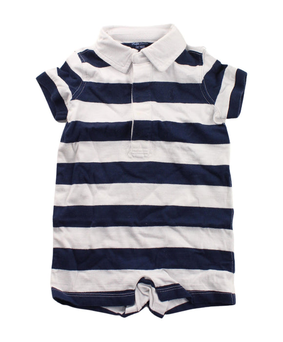 A Blue Short Sleeve Rompers from Ralph Lauren in size 3-6M for boy. (Front View)