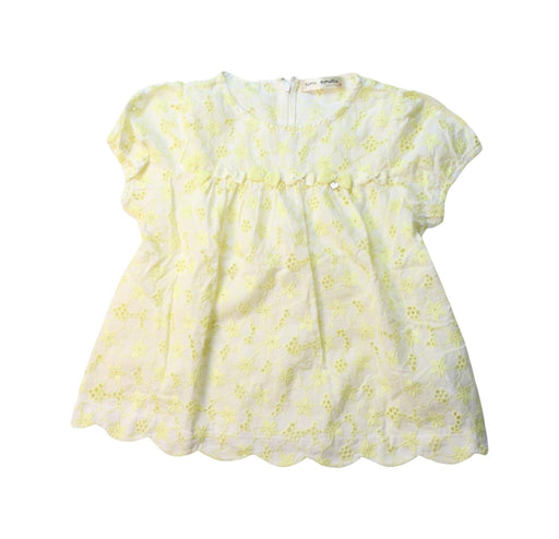 A Yellow Short Sleeve Tops from Pom Ponette in size 10Y for girl. (Front View)