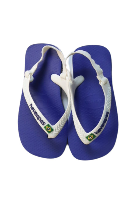 A Blue Flip Flops from Havaianas in size 4T for girl. (Back View)