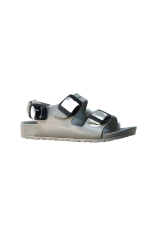 A Grey Sandals from Birkenstock in size 3T for girl. (Front View)