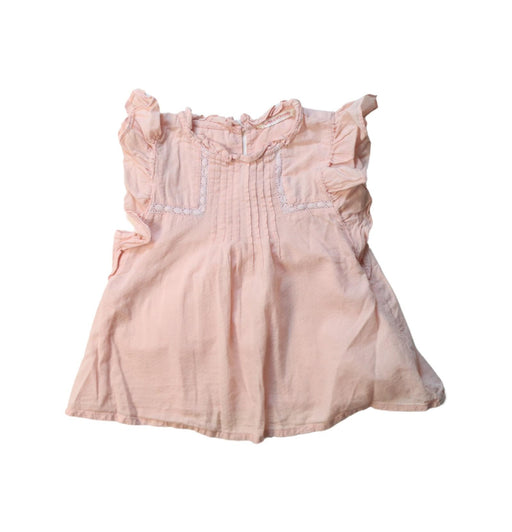 A Pink Sleeveless Dresses from Monoprix in size 4T for girl. (Front View)