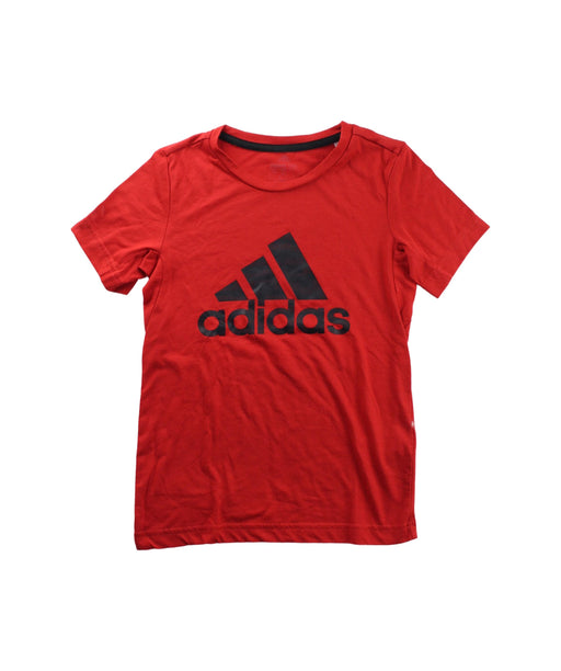 A Red Short Sleeve T Shirts from Adidas in size 7Y for boy. (Front View)