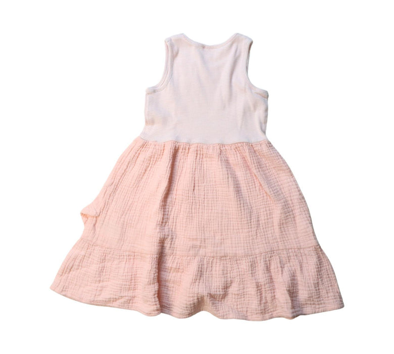 A Pink Sleeveless Dresses from Seed in size 4T for girl. (Back View)