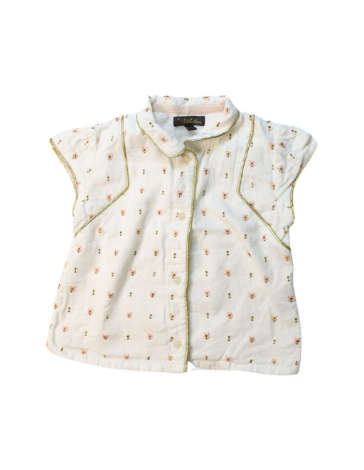 A White Short Sleeve Shirts from Velveteen in size 4T for girl. (Front View)