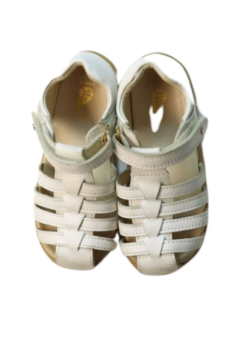 A White Sandals from Bobux in size 3T for girl. (Back View)