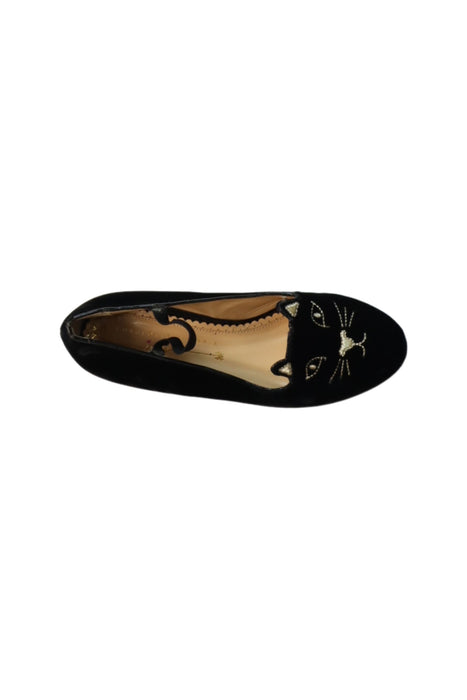A Black Flats from Charlotte Olympia in size 7Y for girl. (Front View)