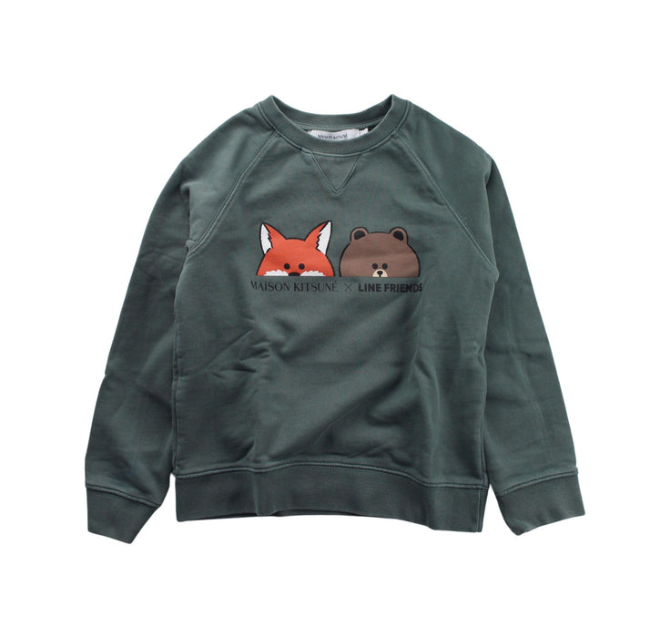 A Green Crewneck Sweatshirts from Maison Kitsuné in size 8Y for boy. (Front View)
