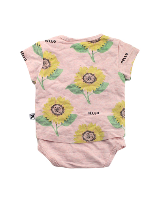 A Pink Short Sleeve Bodysuits from Minti in size 0-3M for girl. (Back View)